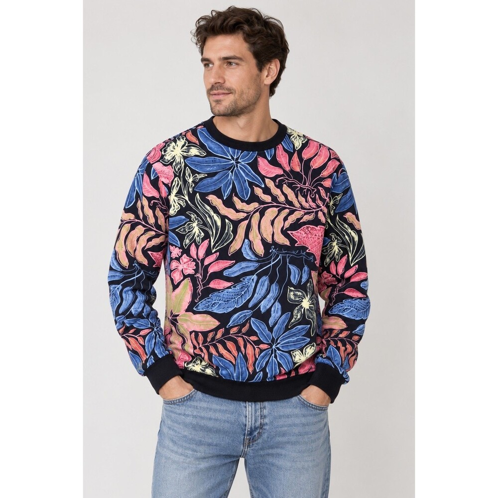 Scotch & Soda Men’s Sweatshirt Size L Floral Botanical All Over Print Crewneck